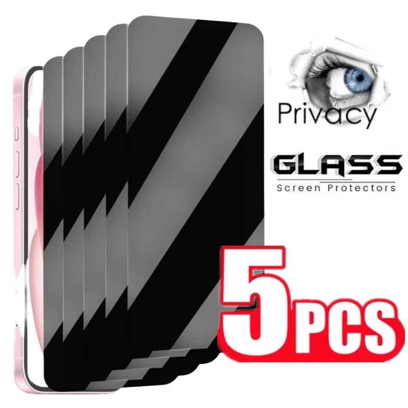 5 PCS Anti-Spy Glass for  15/14/13/12/11 Pro Max anti Fall Tempered Glass for  15Pro 14Pro Privacy Screen Protector